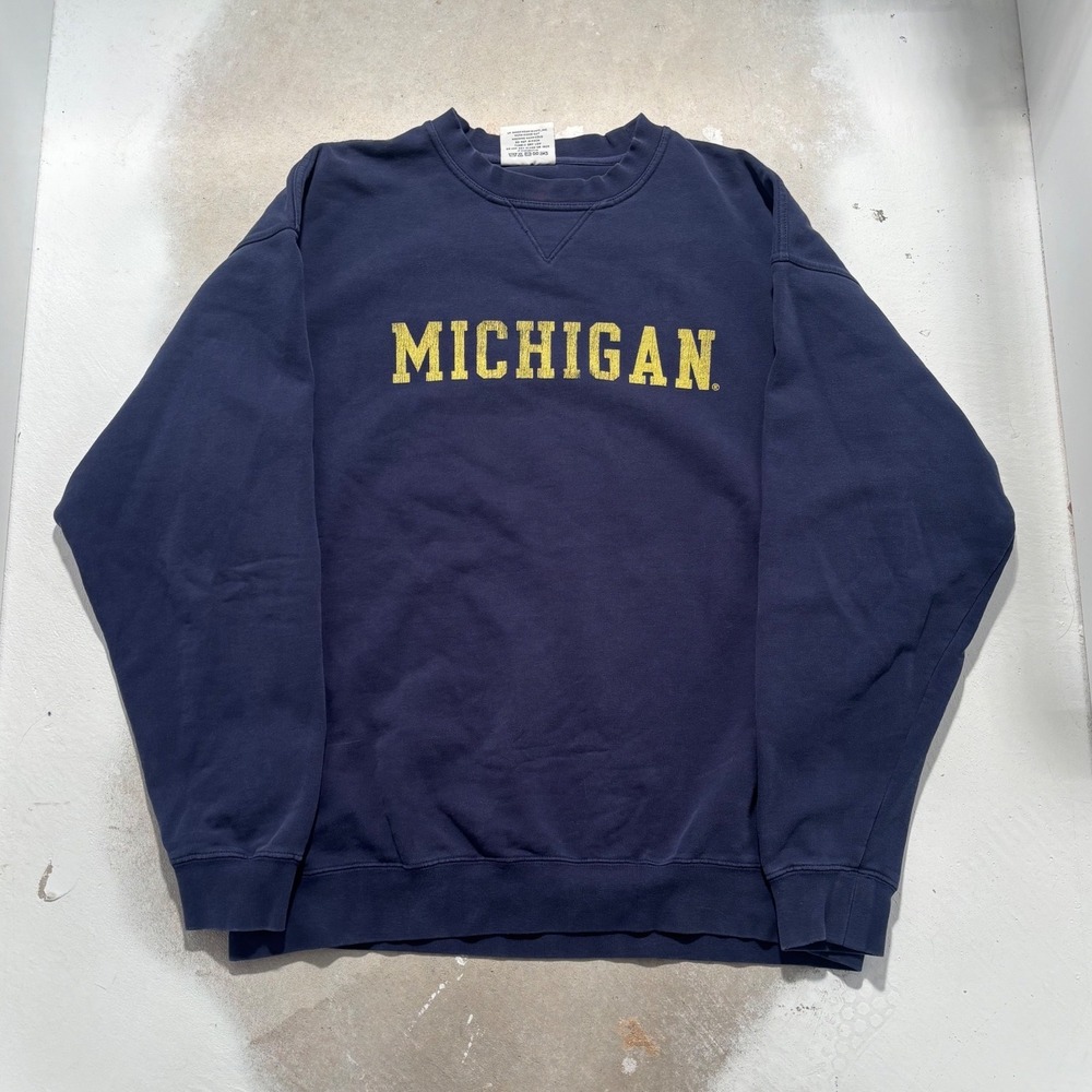 Lee Sport Michigan Wolverines Crewneck Sweatshirt Navy Blue Mens XL Graphic